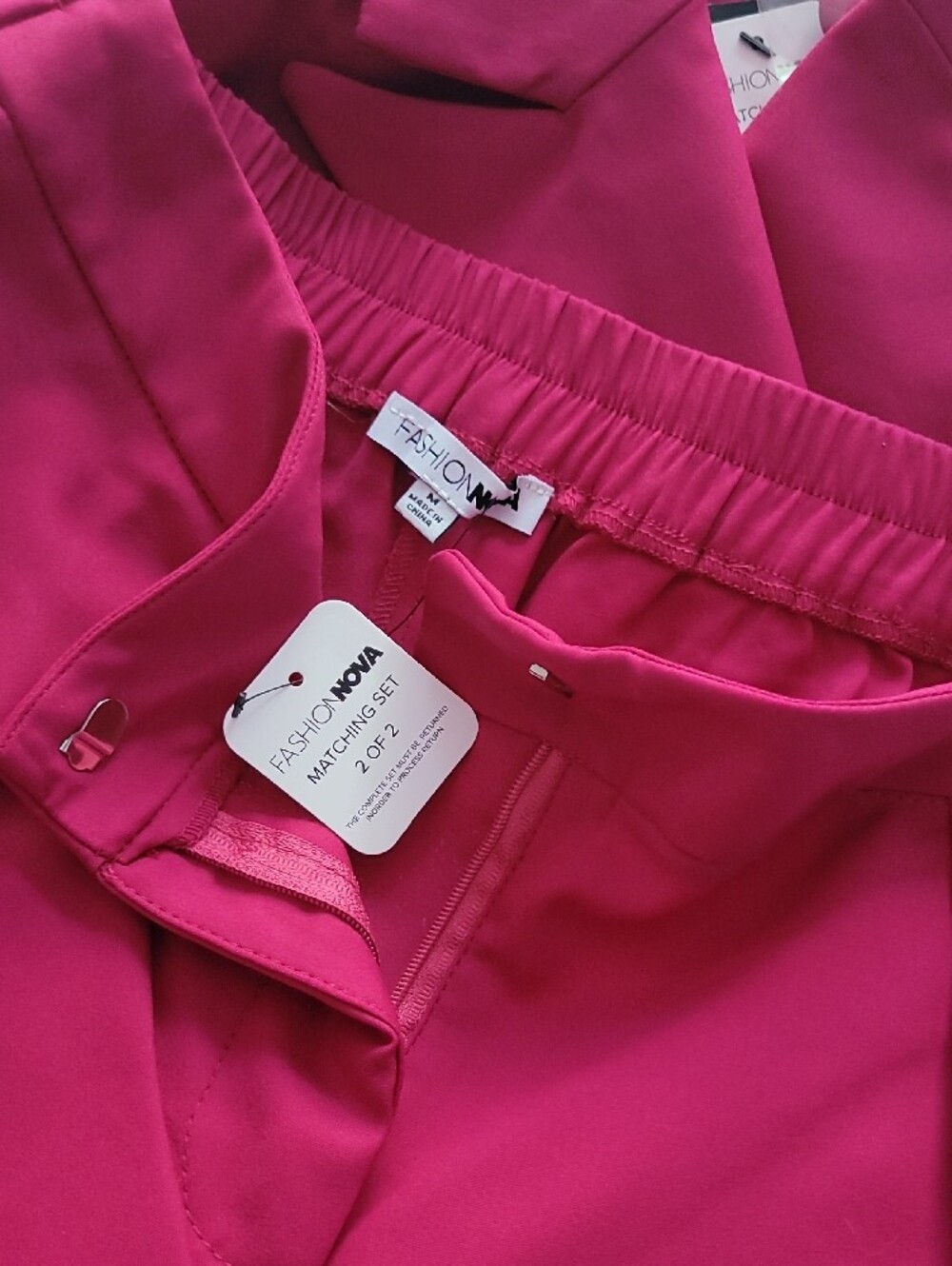 Fashion Nova DARK MAGENTA DOUBLE BREASTED Blazer & Pants Suit NEW WITH TAG L - Picture 17 of 17